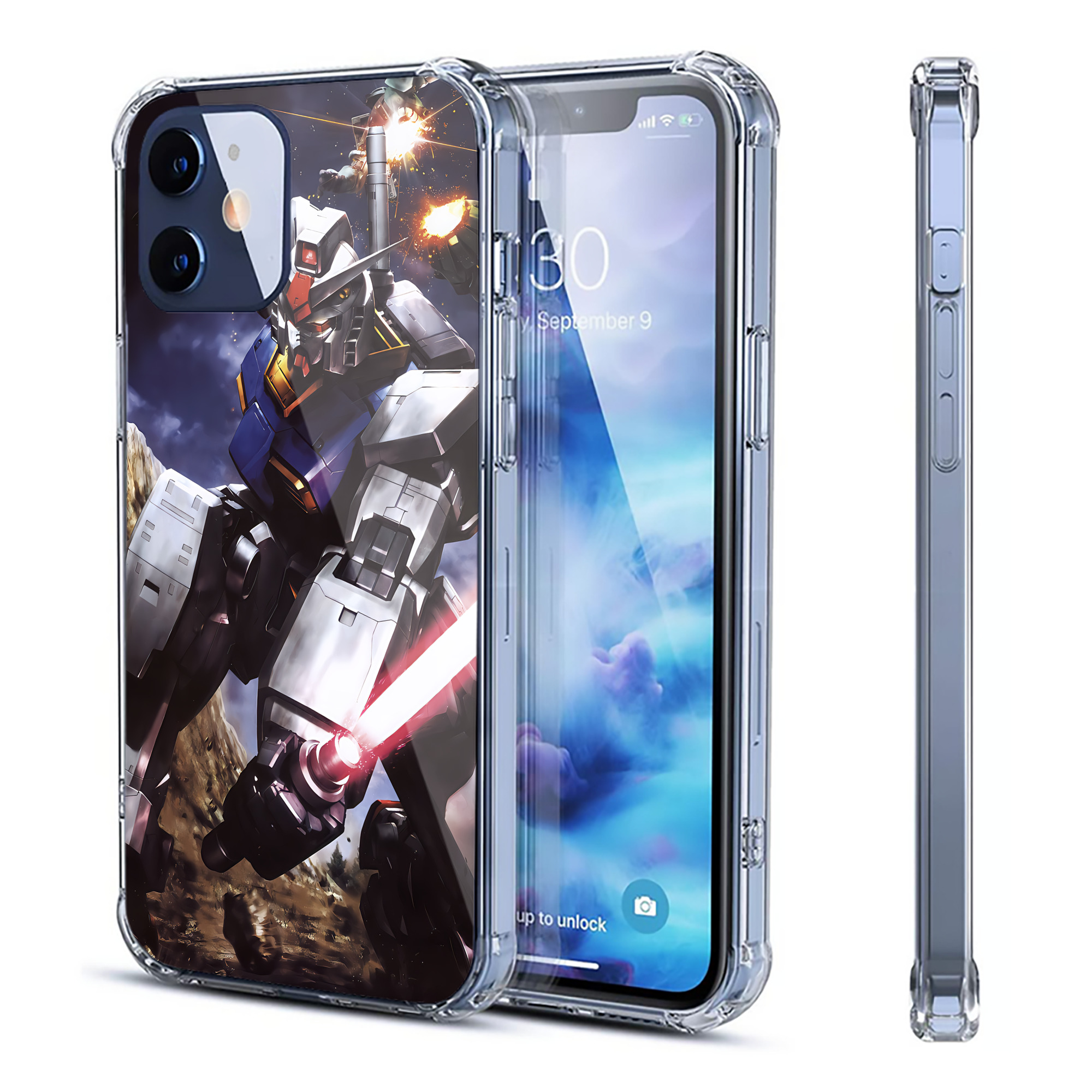 （画像用） 機動戦士ガンダム Mobile Suit Gundam 【iPhone 12シリーズ対応】透明スマホケース（クリアソフトケース）